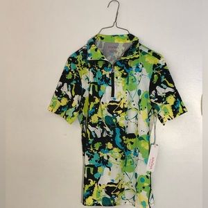 Kinona green splattered look golf top